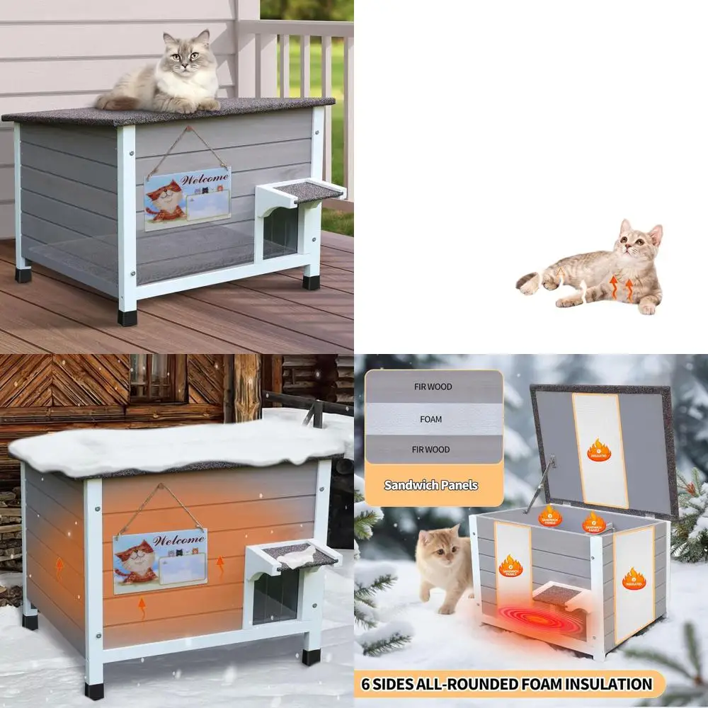 Всепогодный утепленный уличный домик для кошек, теплое и безопасное убежище для бездомых кошек, серый, с ковриком
Всепогодный утепленный уличный домик для кошек, теплое и безопасное убежище для бездомых кошек, серый, с ковриком