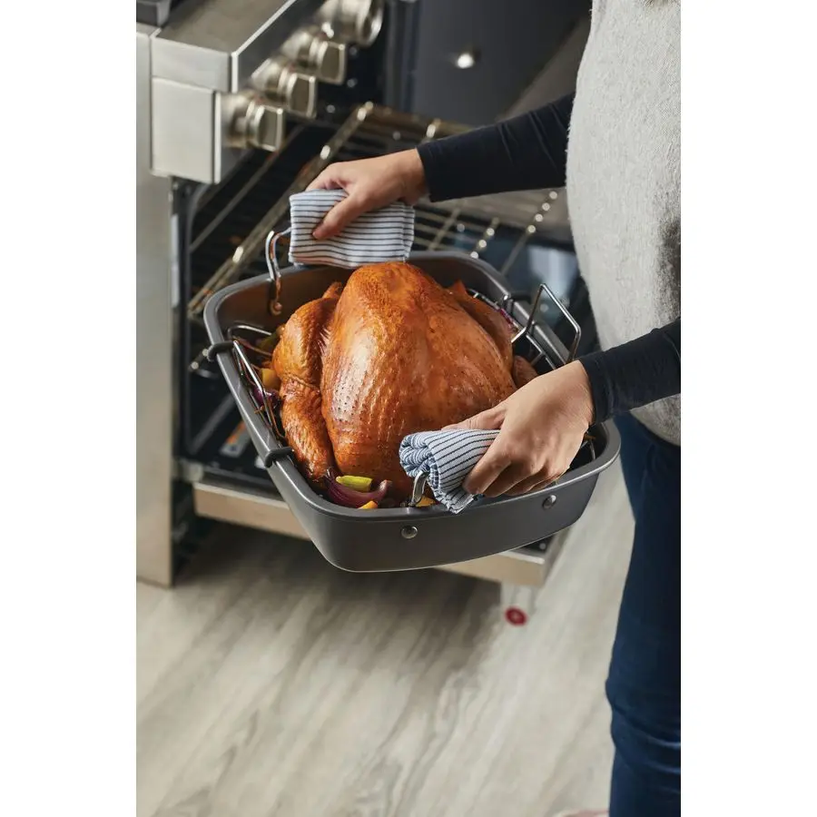 Nonstick Roasting Pan Roaster with Rack 17 Inch x 13 Inch, Gray
Nonstick Roasting Pan Roaster with Rack 17 Inch x 13 Inch, Gray