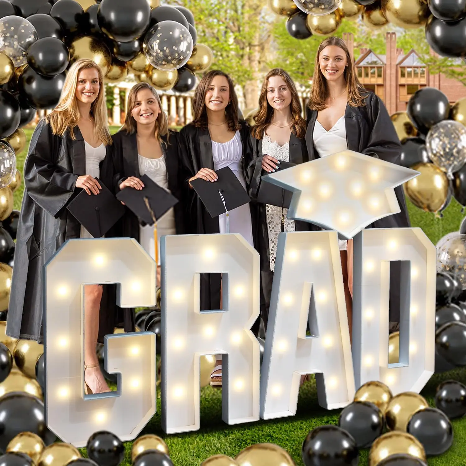 2026 Graduation Party Decor - 2.3FT Pre-Cut GRAD Marquee Letters with Lights, Balloons & Glue Gun for Preschool to College
2026 Graduation Party Decor - 2.3FT Pre-Cut GRAD Marquee Letters with Lights, Balloons & Glue Gun for Preschool to College