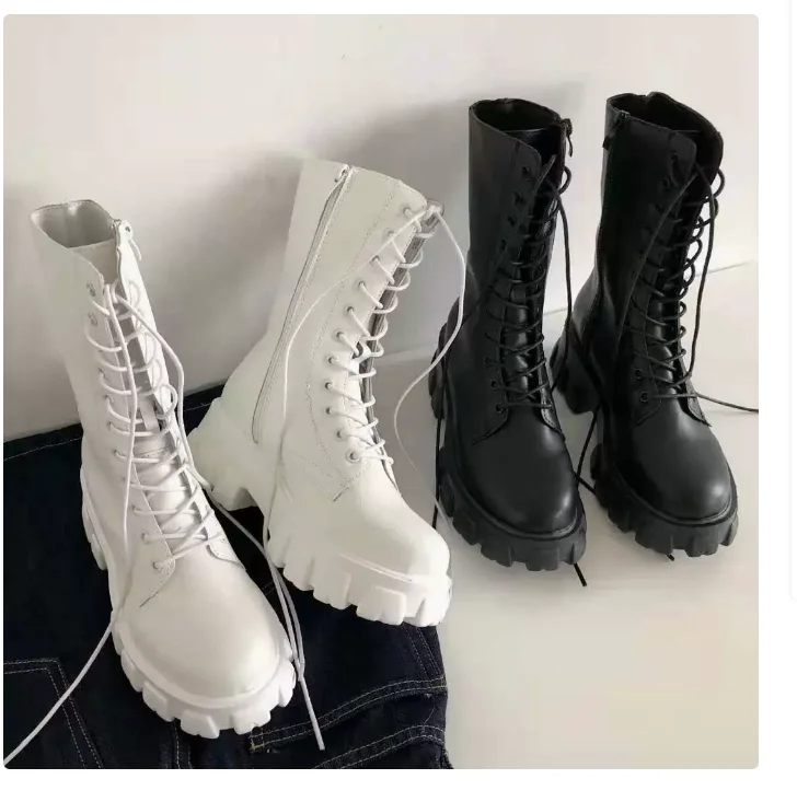 New Mid- Calf Boots Women Autumn Winter Fashion Lace-up Ladies Women's thick soled motorcycle Shoes Boots Platform Heel Shoes
New Mid- Calf Boots Women Autumn Winter Fashion Lace-up Ladies Women's thick soled motorcycle Shoes Boots Platform Heel Shoes