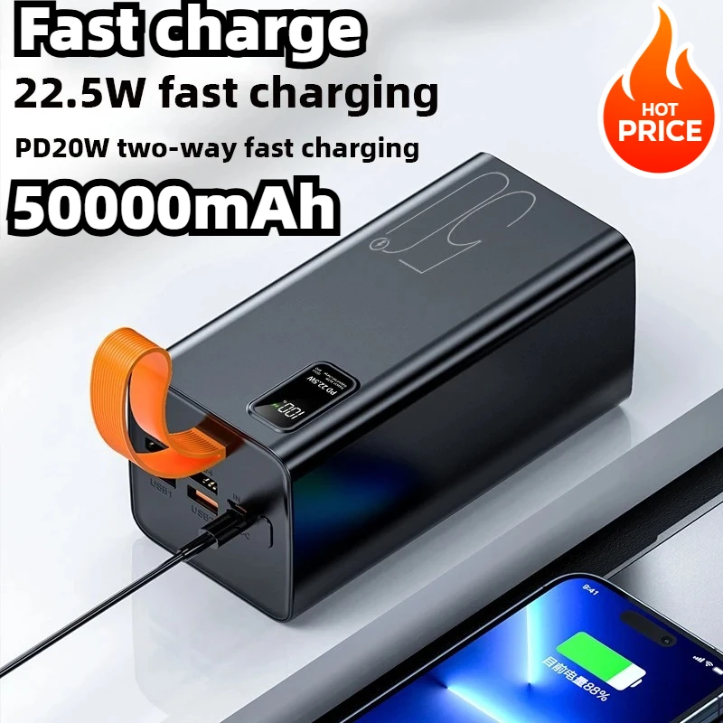 50000mAh Power Bank Portable USB C PD20W Fast Charging Large Capacity Mobile External Spare Battery For iPhone 15 Samsung Xiaomi
50000mAh Power Bank Portable USB C PD20W Fast Charging Large Capacity Mobile External Spare Battery For iPhone 15 Samsung Xiaomi