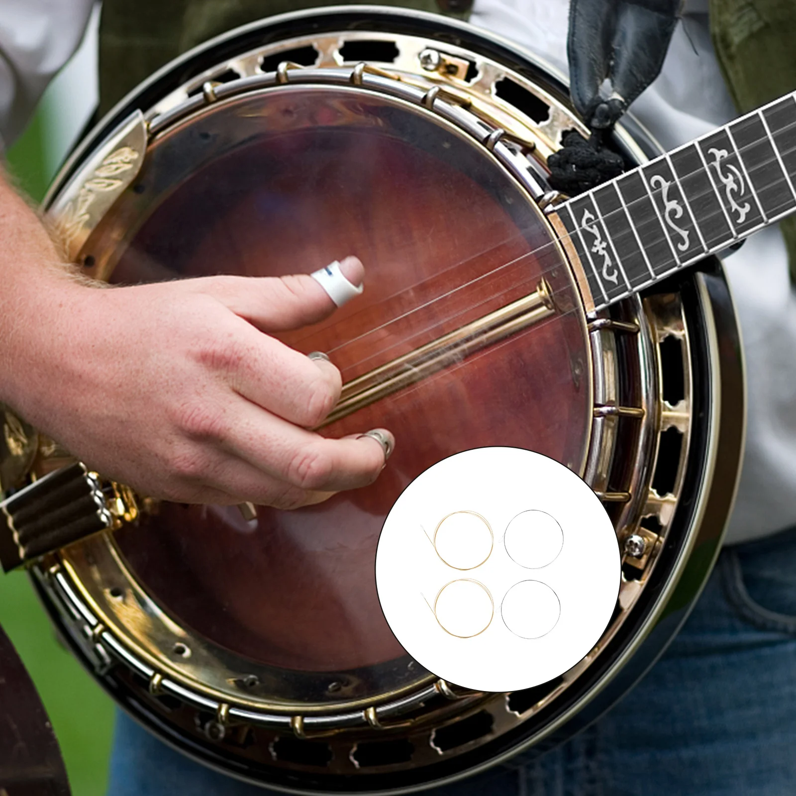 1Set 4-String Banjo Strings Steel Replacement Set Sturdy Resonant Music Wire for Easy Tuning Long-Lasting Performance