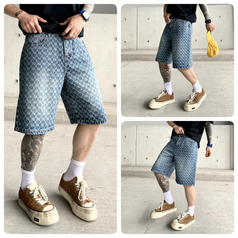 19083 New summer American high street trend washed jacquard men's shorts loose fashion versatile blue couple models jeans
19083 New summer American high street trend washed jacquard men's shorts loose fashion versatile blue couple models jeans