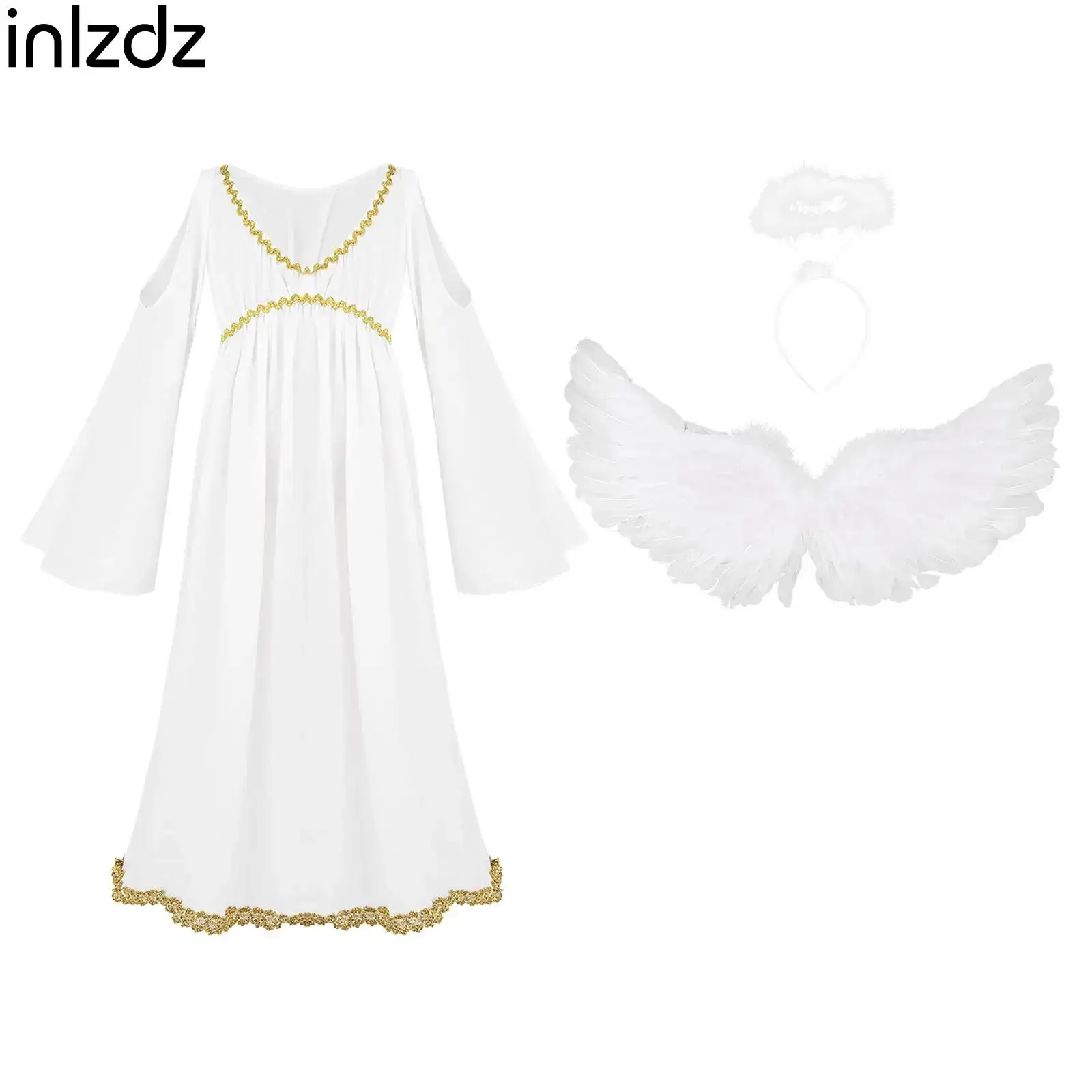 New Kids Girls Greek Cosplay Costume Set Long Sleeve Dress with Headwear Hair Hoop And Wings Party Christmas Performance Clothes
New Kids Girls Greek Cosplay Costume Set Long Sleeve Dress with Headwear Hair Hoop And Wings Party Christmas Performance Clothes