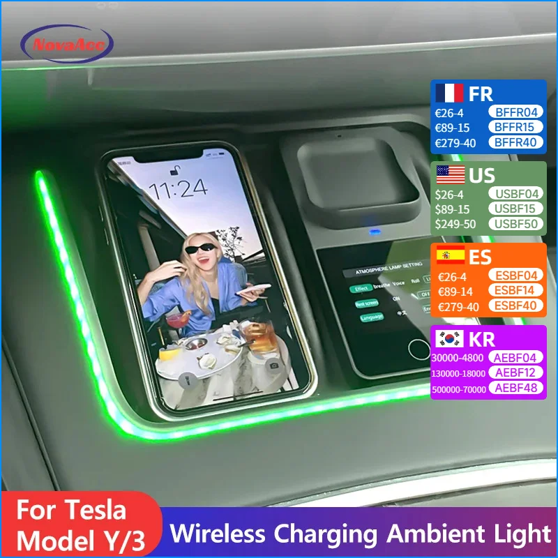 Для Tesla Model Y 2021-2024 Model 3 2021-2023 Беспроводная зарядная док-станция для наушников мобильного телефона Регулируемое окружающее освещение
Для Tesla Model Y 2021-2024 Model 3 2021-2023 Беспроводная зарядная док-станция для наушников мобильного телефона Регулируемое окружающее освещение