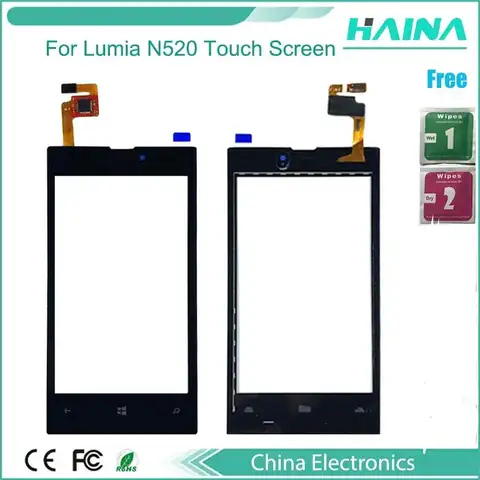 100% good  4.0" For Nokia Lumia 520 N520 Touch Screen Digitizer Sensor Outer Front Glass Lens Panel With Frame Black