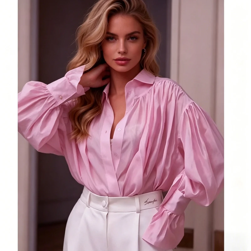 Fashion Sheer Lantern Sleeve Loose Shirt See Through Long Sleeve Blouse Women's Button Down Sweet Elegant Casual Office Tops
Fashion Sheer Lantern Sleeve Loose Shirt See Through Long Sleeve Blouse Women's Button Down Sweet Elegant Casual Office Tops