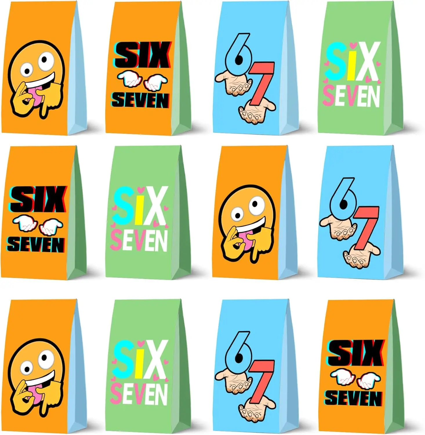 12 Pack 6 7 Party Favor Bags - Six Seven Themed Paper Gift Bags for Kids Birthday, Basketball Fan Party Supplies with Meme Prints
12 Pack 6 7 Party Favor Bags - Six Seven Themed Paper Gift Bags for Kids Birthday, Basketball Fan Party Supplies with Meme Prints