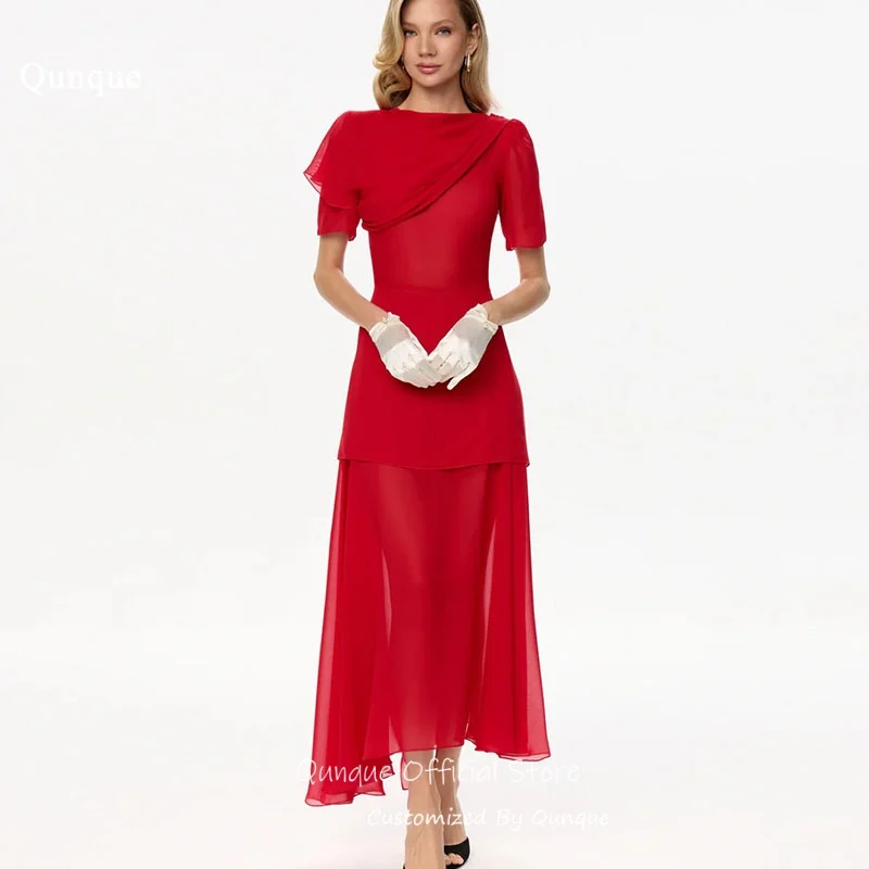 Qunque Red Short Sleeves Evening Dresses Chiffon Vestidos De Fiesta Elegantes 2026 Asymmetric Hem Robes De Soirée Customized
Qunque Red Short Sleeves Evening Dresses Chiffon Vestidos De Fiesta Elegantes 2026 Asymmetric Hem Robes De Soirée Customized