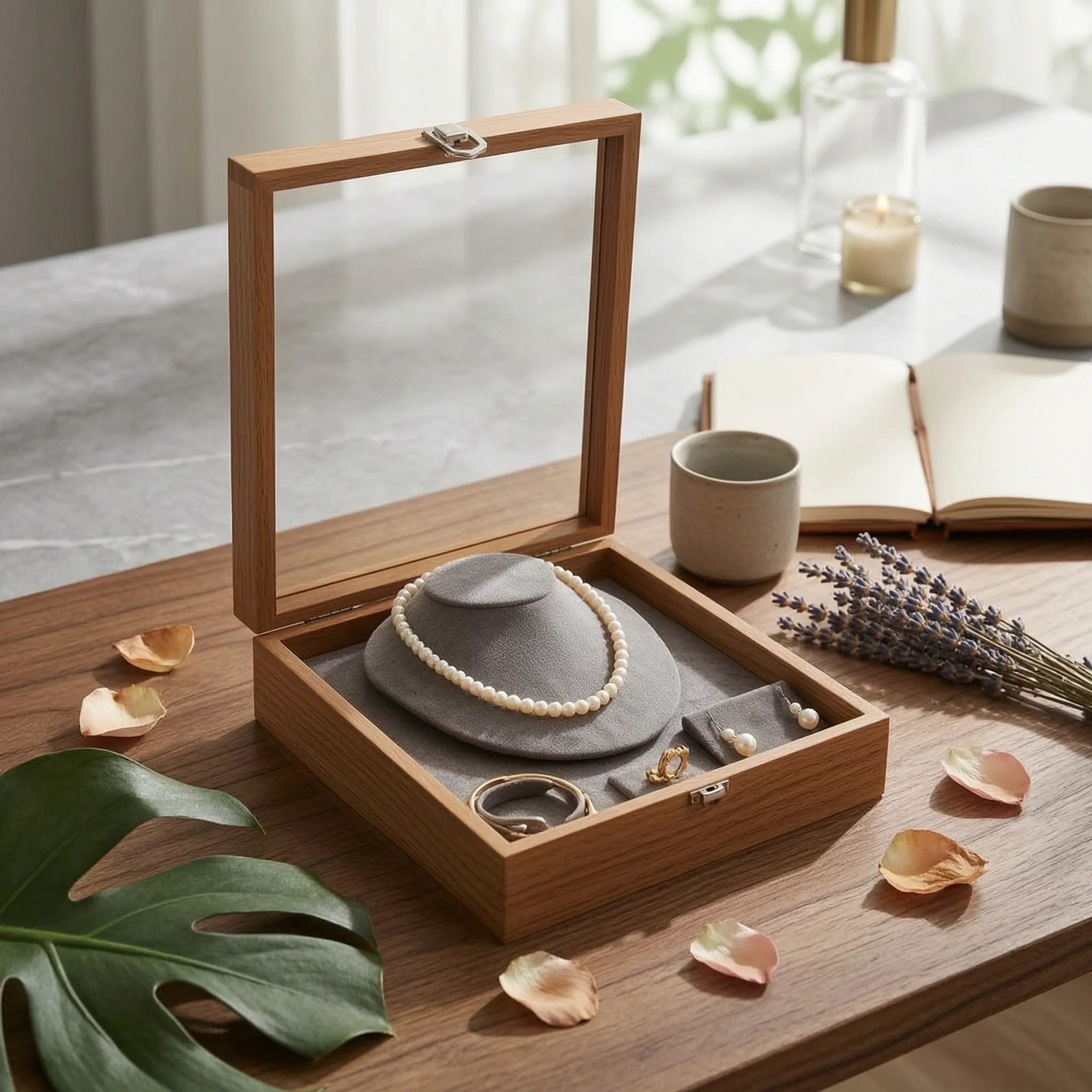Glass Lid Jewelry Box Divided Interior Velvet Lined Jewelry Box Storage Item Transparent Top Removable Compartments
Glass Lid Jewelry Box Divided Interior Velvet Lined Jewelry Box Storage Item Transparent Top Removable Compartments
