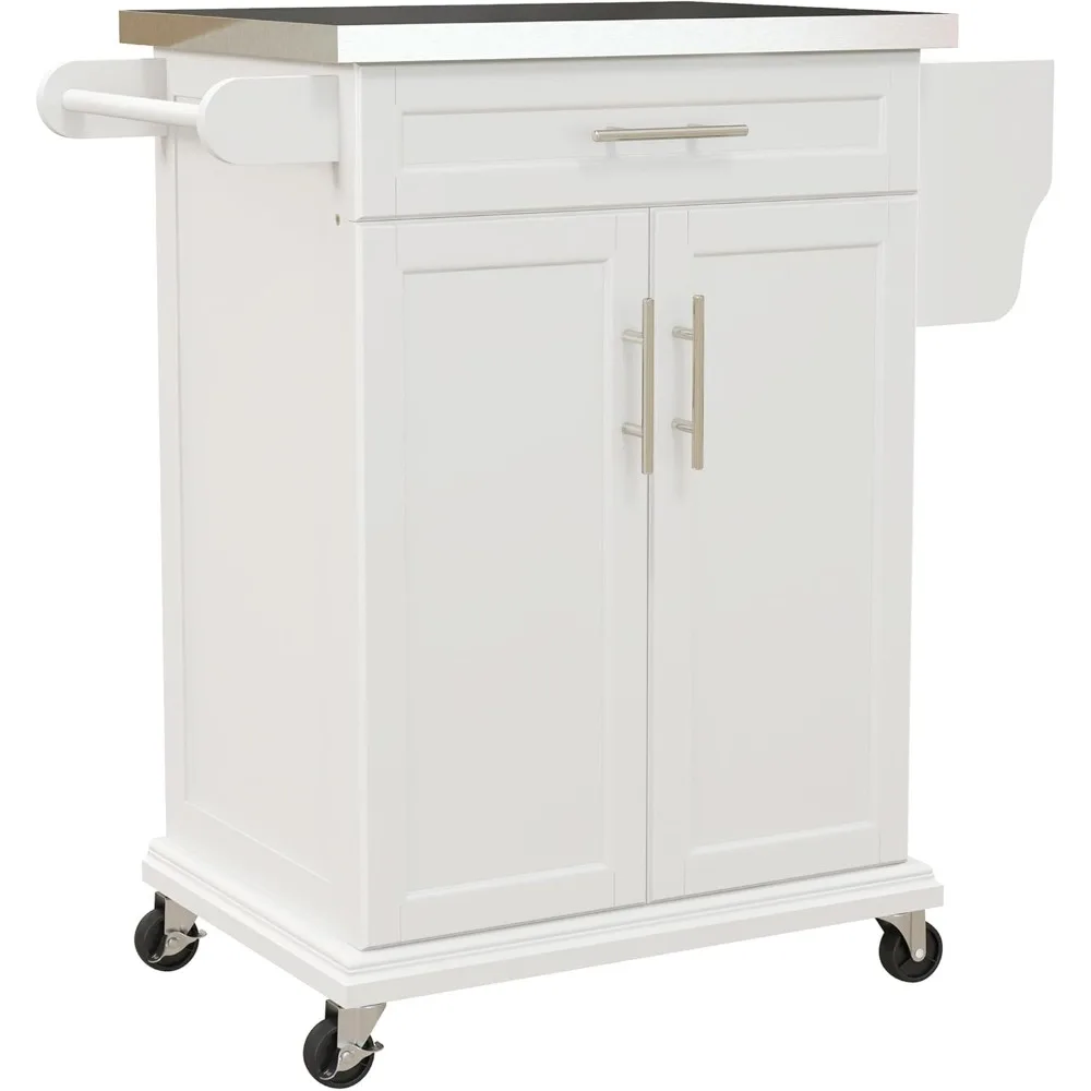 Kitchen Island on Wheels, Rolling Kitchen Cart with Stainless Steel Countertop, Drawer, Towel Rack and Spice Rack, Utilit
Kitchen Island on Wheels, Rolling Kitchen Cart with Stainless Steel Countertop, Drawer, Towel Rack and Spice Rack, Utilit