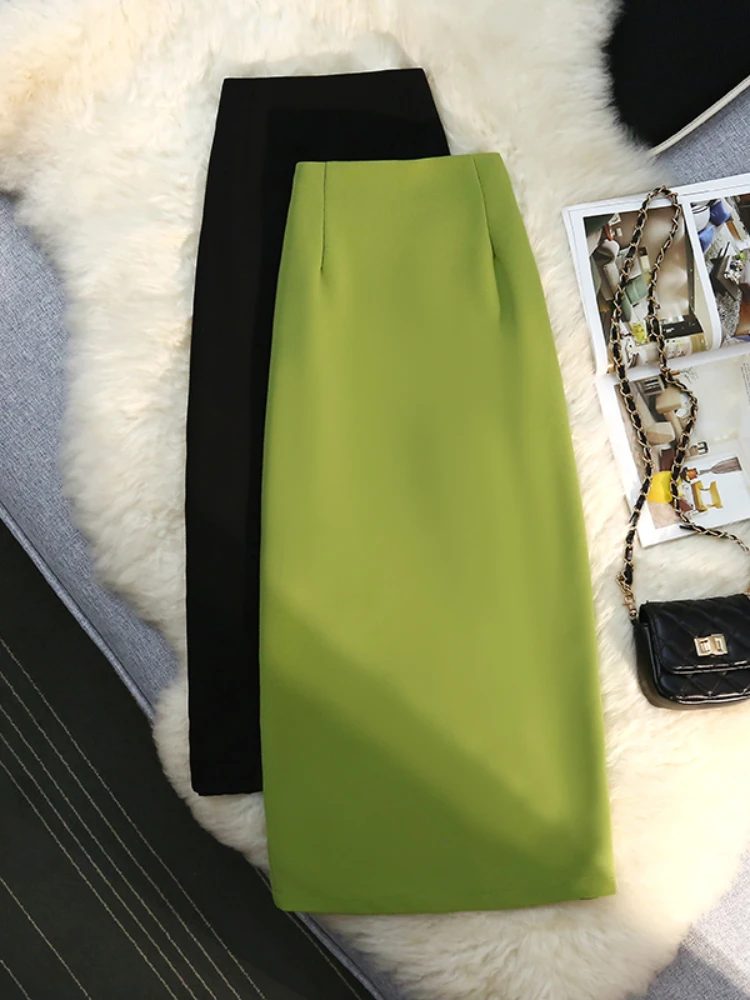 Elegant Vintage Slit Formal Woman Skirts Korean Fashion High Waist Slim Green Long Skirt Women Spring Summer New
Elegant Vintage Slit Formal Woman Skirts Korean Fashion High Waist Slim Green Long Skirt Women Spring Summer New