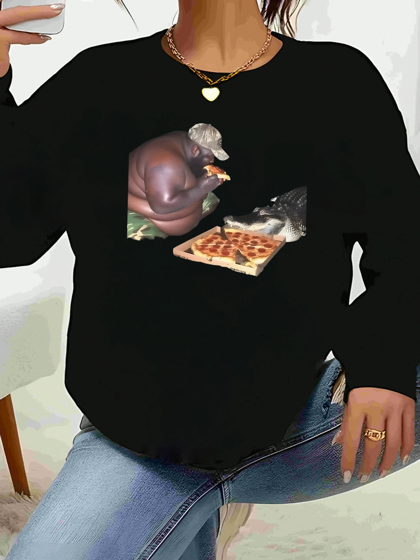 Бегемот, ест пицца, футболка с длинным рукавом и принтом, повседневная одежда на Хэллоуин, женская одежда
Бегемот, ест пицца, футболка с длинным рукавом и принтом, повседневная одежда на Хэллоуин, женская одежда