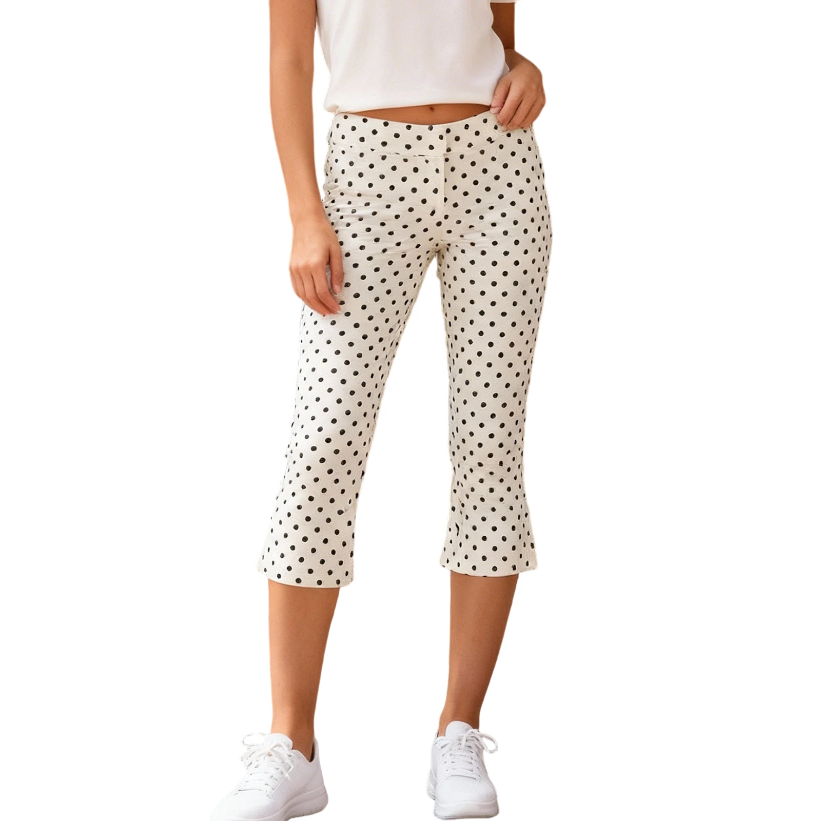 Женские брюки-капри на весну и лето с низкой талией, однотонные, с принтом в горошек, укороченные брюки
Женские брюки-капри на весну и лето с низкой талией, однотонные, с принтом в горошек, укороченные брюки