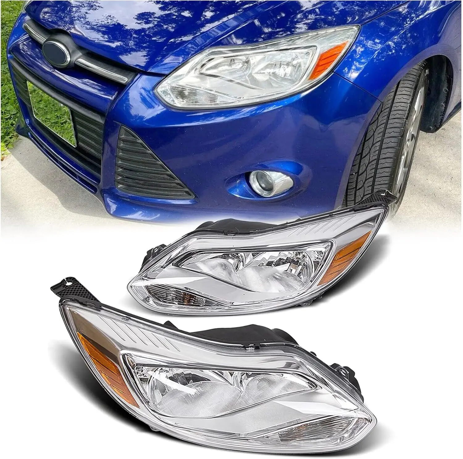 Пара фар в сборе, совместимая с фарами Ford Focus 2012-2014, лампочка в комплекте, левая и правая хромированная отделка корпуса, галогенная
Пара фар в сборе, совместимая с фарами Ford Focus 2012-2014, лампочка в комплекте, левая и правая хромированная отделка корпуса, галогенная