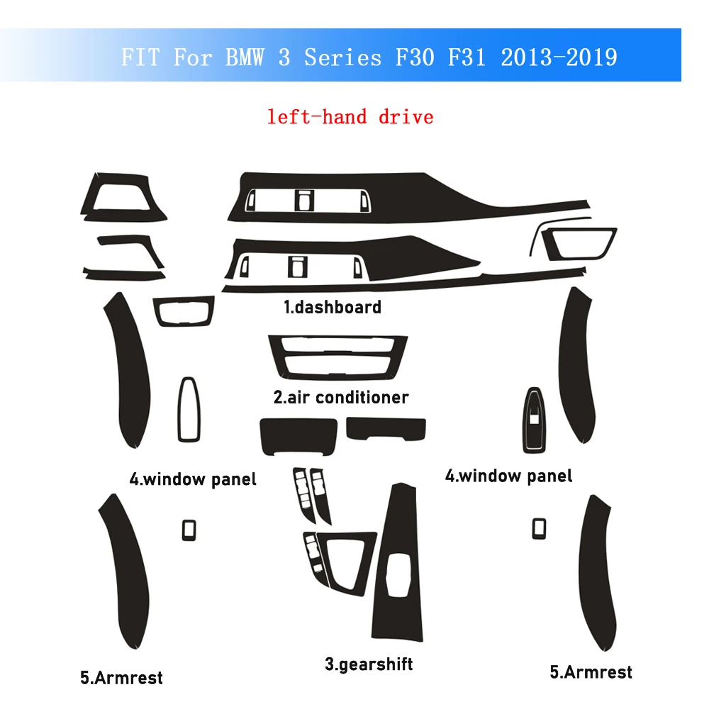 Углеродное волокно для BMW 3 серии F30 2013-2019, автомобильная пленка, внутренняя наклейка, центральная консоль, приборная панель, пневматическая дверная ручка, подъемная панель
Углеродное волокно для BMW 3 серии F30 2013-2019, автомобильная пленка, внутренняя наклейка, центральная консоль, приборная панель, пневматическая дверная ручка, подъемная панель