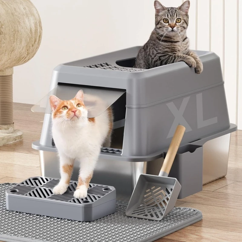 Stainless Steel Litter Box, Covered XL Extra Large Cat Litter Box Enclosure, Metal Kitty Litter Boxes with Lid
Stainless Steel Litter Box, Covered XL Extra Large Cat Litter Box Enclosure, Metal Kitty Litter Boxes with Lid