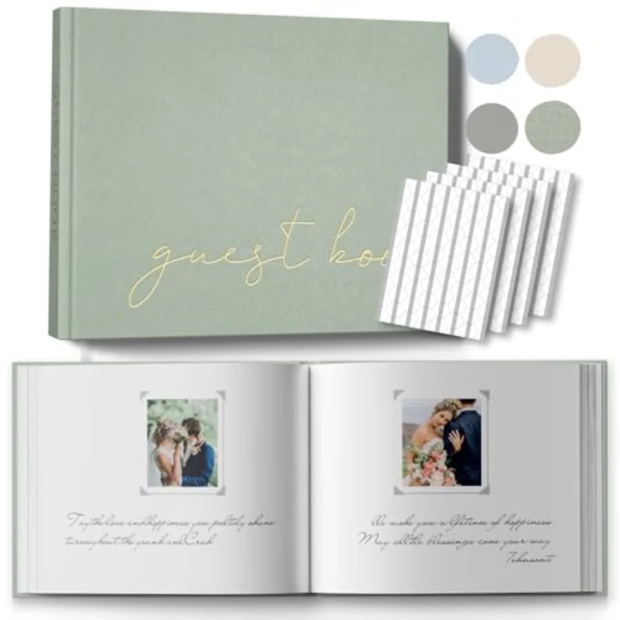 Wedding Guest Book with Table Sign and 216 Photo Corners Stickers, Linen Polaroid Guest Book for Wedding Baby Shower - 100 Blan
Wedding Guest Book with Table Sign and 216 Photo Corners Stickers, Linen Polaroid Guest Book for Wedding Baby Shower - 100 Blan