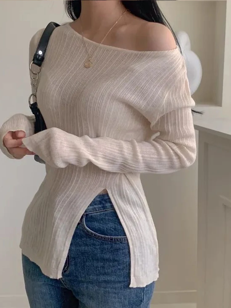 Faionable Long Sve Knitted T-irt Women's Chic Vintage Sle Side Slit Hem Design Slimming Top Korean Sle Commute
Faionable Long Sve Knitted T-irt Women's Chic Vintage Sle Side Slit Hem Design Slimming Top Korean Sle Commute