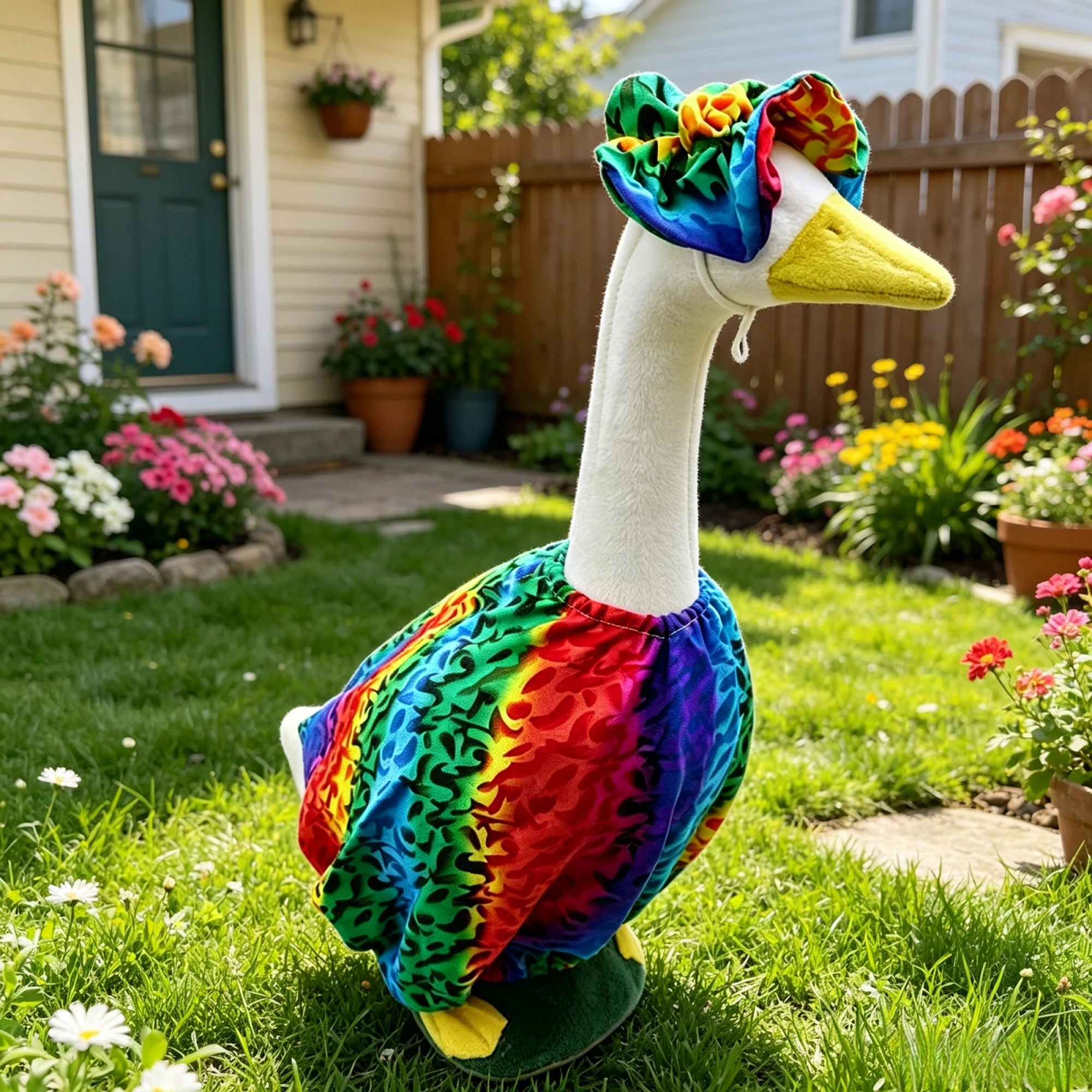 Colorful Rainbow Goose Outfits 23 Inch Goose Clothing Set with Vibrant Contrast Colors and Matching Hat 2 Piece Ensemble
Colorful Rainbow Goose Outfits 23 Inch Goose Clothing Set with Vibrant Contrast Colors and Matching Hat 2 Piece Ensemble