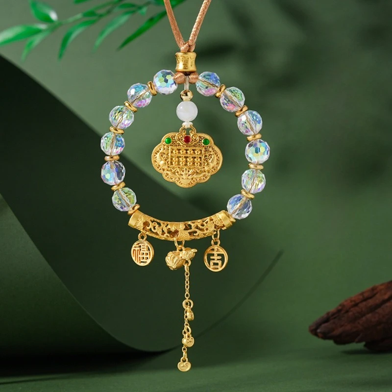 Новый китайский подвесной декор для автомобиля в стиле гуофэн: креативный хрустальный кулон на зеркало заднего вида для безопасности и удачи, украшение для автомобиля
Новый китайский подвесной декор для автомобиля в стиле гуофэн: креативный хрустальный кулон на зеркало заднего вида для безопасности и удачи, украшение для автомобиля