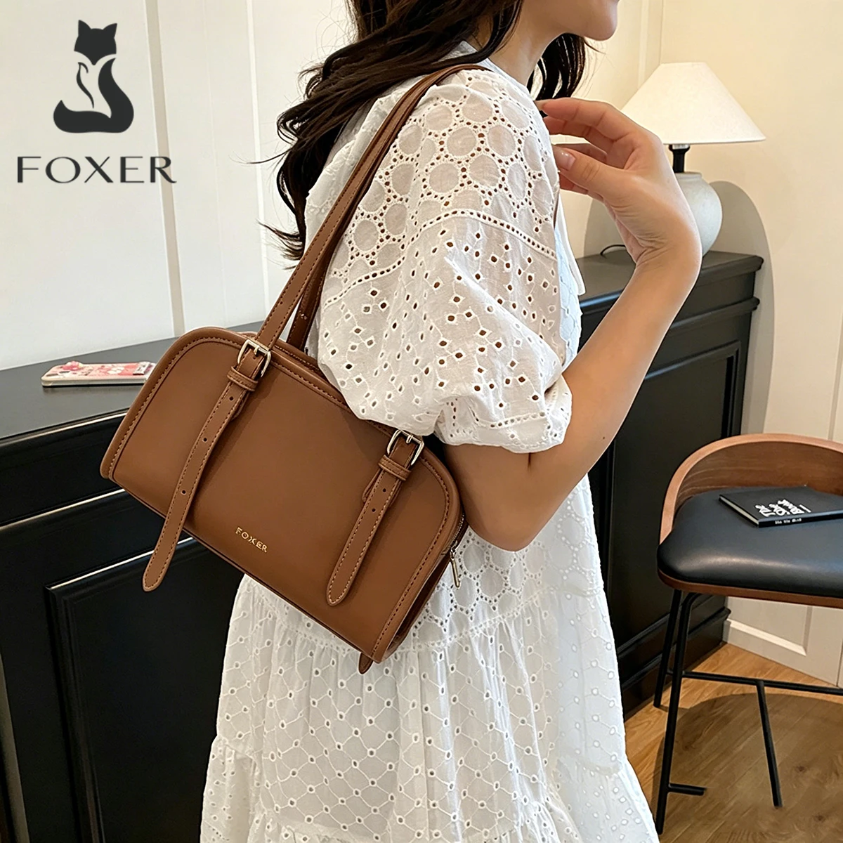 FOXER 2026 Women's Shoulder Bag PU Leather Fashion Baguette Bag Female Underarm Bag Casual Office Commuter Handbag Purse
FOXER 2026 Women's Shoulder Bag PU Leather Fashion Baguette Bag Female Underarm Bag Casual Office Commuter Handbag Purse