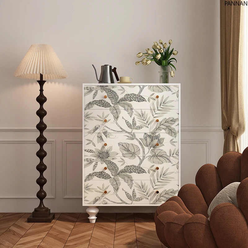 Cream wind solid wood chest bedside drawer storage free installation white storage cabinet against the wall
Cream wind solid wood chest bedside drawer storage free installation white storage cabinet against the wall