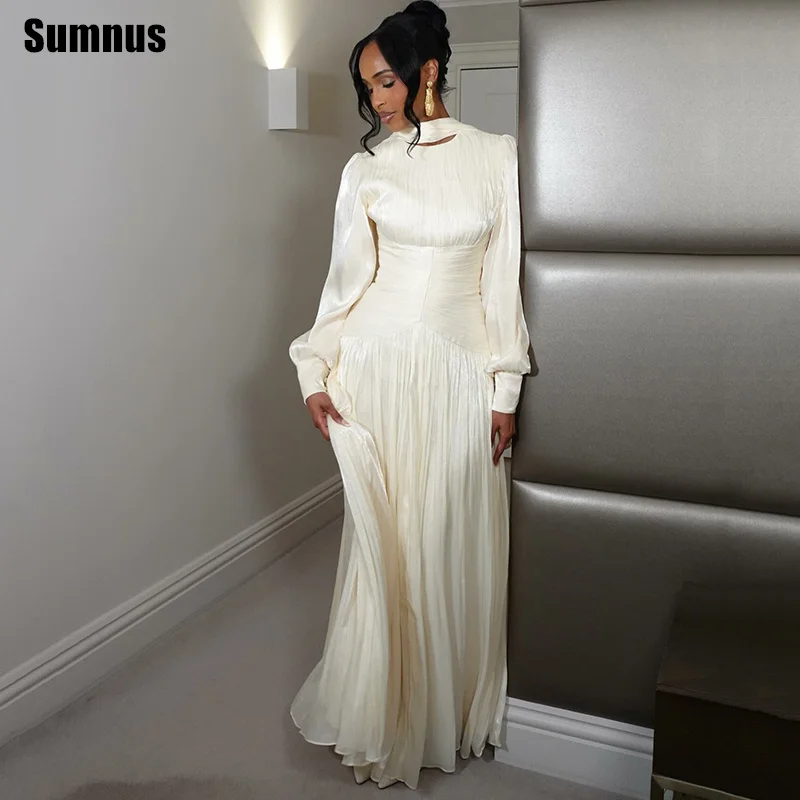 Sumnus Elegant A-Line Evening Dresses Full Sleeves Draped Floor Length Formal Dresses Dubai فساتين سهرة Customized
Sumnus Elegant A-Line Evening Dresses Full Sleeves Draped Floor Length Formal Dresses Dubai فساتين سهرة Customized