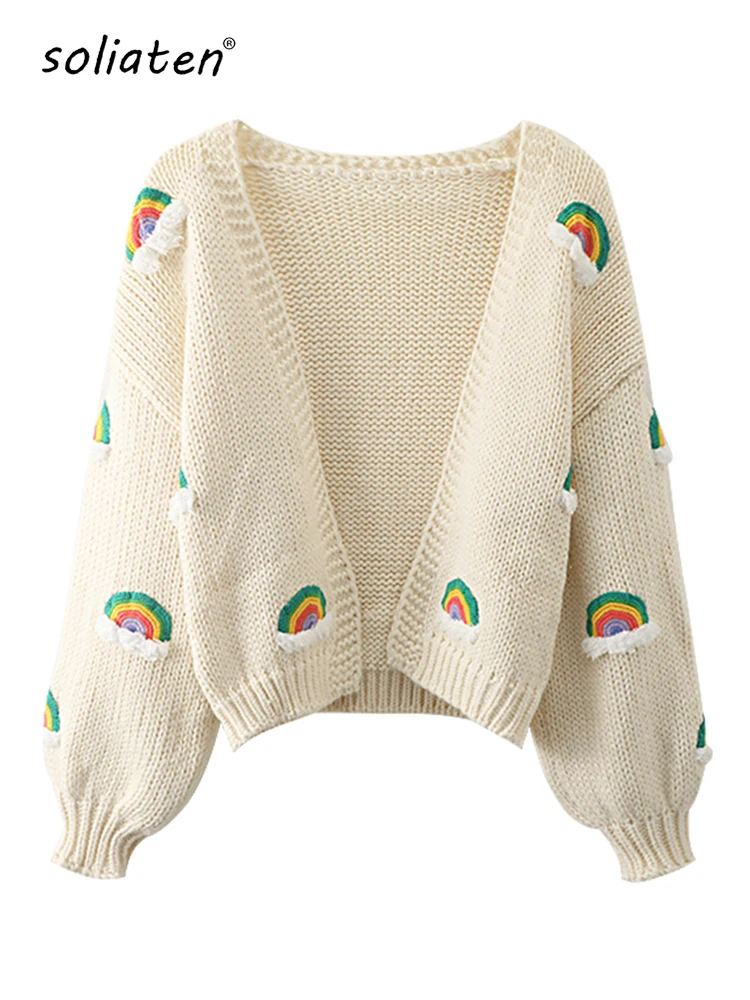 Handmade Chunky Knit Tops Women 2022 Fashion Cropped Knitted Cardigan Sweater 90s Rainbow Streetwear C-048
Handmade Chunky Knit Tops Women 2022 Fashion Cropped Knitted Cardigan Sweater 90s Rainbow Streetwear C-048