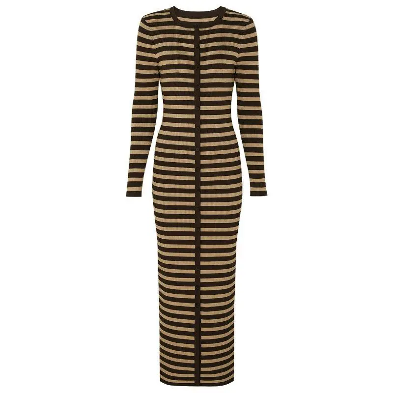 High Quality Fashionable Knitted Slim Fit Stripe Long Sleeve round Neck Dress for Women Autumn New Style Elegant Lady Dress
High Quality Fashionable Knitted Slim Fit Stripe Long Sleeve round Neck Dress for Women Autumn New Style Elegant Lady Dress