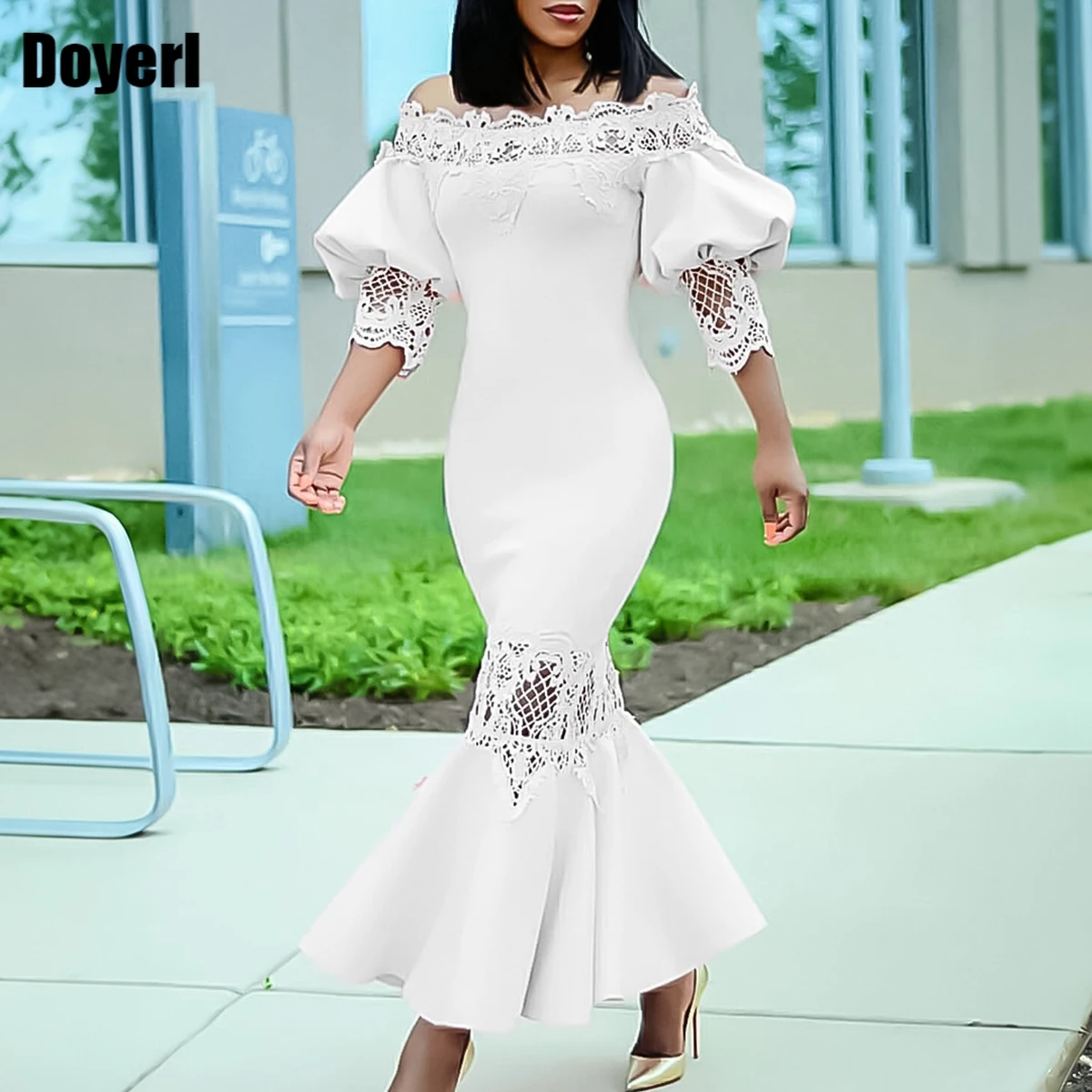 Lace Patchwork White Mermaid Maxi Dress for Women Wedding Evening Lantern Sleeve Party Long Dresses Ladies Prom Gown Elegant
Lace Patchwork White Mermaid Maxi Dress for Women Wedding Evening Lantern Sleeve Party Long Dresses Ladies Prom Gown Elegant
