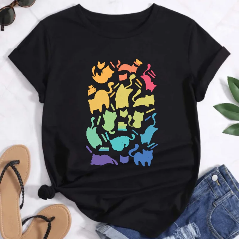 Colorful Cartoon Cat Pattern T Shirt For Women Fun Fox 3D Printed Short Sleeves Tees Summer Casual Loose T-Shirts O-Neck Tops
Colorful Cartoon Cat Pattern T Shirt For Women Fun Fox 3D Printed Short Sleeves Tees Summer Casual Loose T-Shirts O-Neck Tops