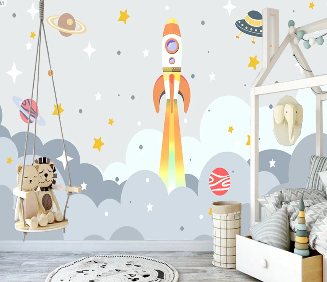 Custom mural Nordic space rocket star cartoon children's room interior background wall decoration wallpaper papel tapiz
Custom mural Nordic space rocket star cartoon children's room interior background wall decoration wallpaper papel tapiz