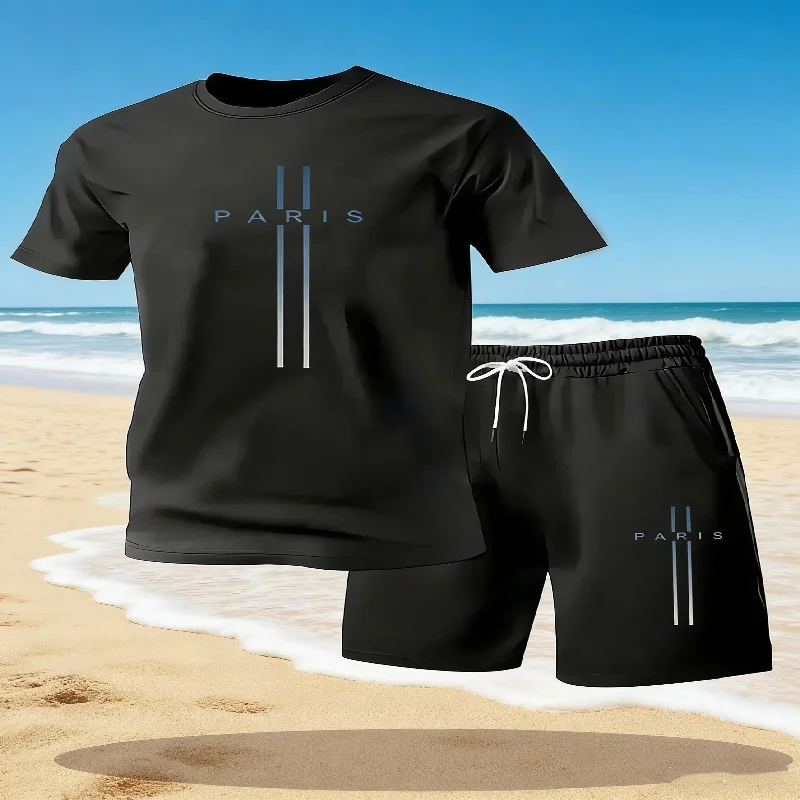 Simple Solid Color Paris Letter Print T-shirt And Shorts 2-piece Set 2026 Summer Large Size Casual Men's Clothing Short Sleeve
Simple Solid Color Paris Letter Print T-shirt And Shorts 2-piece Set 2026 Summer Large Size Casual Men's Clothing Short Sleeve