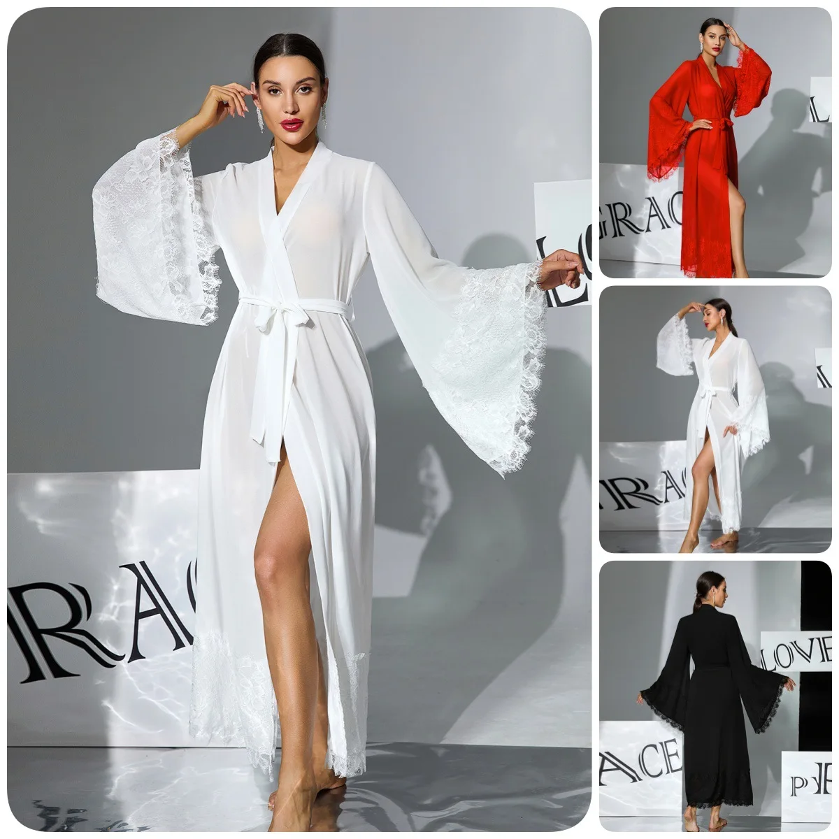 Elegant Mesh Female Long Robe Bride Wedding Negligee Sexy Flare Sleeve Bathrobe Sleepwear Loose Homewear Pajama
Elegant Mesh Female Long Robe Bride Wedding Negligee Sexy Flare Sleeve Bathrobe Sleepwear Loose Homewear Pajama