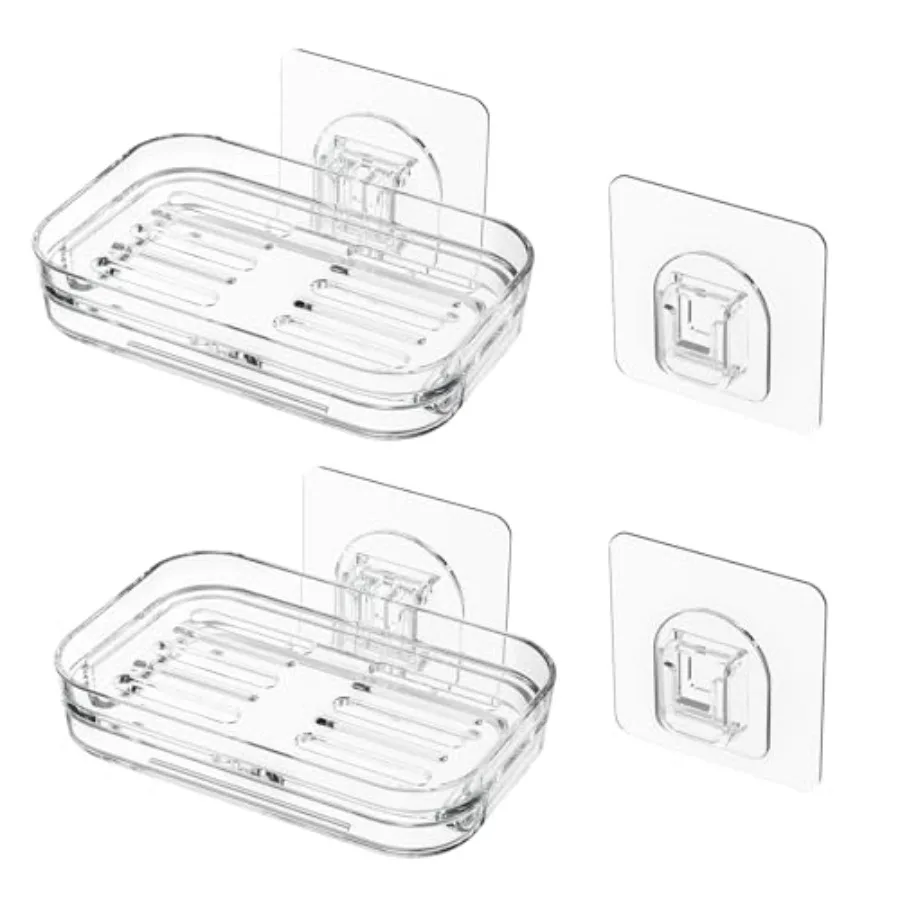 Bar, Self Draining Soap Holder for Shower, Wall Mounted Soap Saver with Strong Adhesive, No Drilling Clear Plastic Holder for B
Bar, Self Draining Soap Holder for Shower, Wall Mounted Soap Saver with Strong Adhesive, No Drilling Clear Plastic Holder for B
