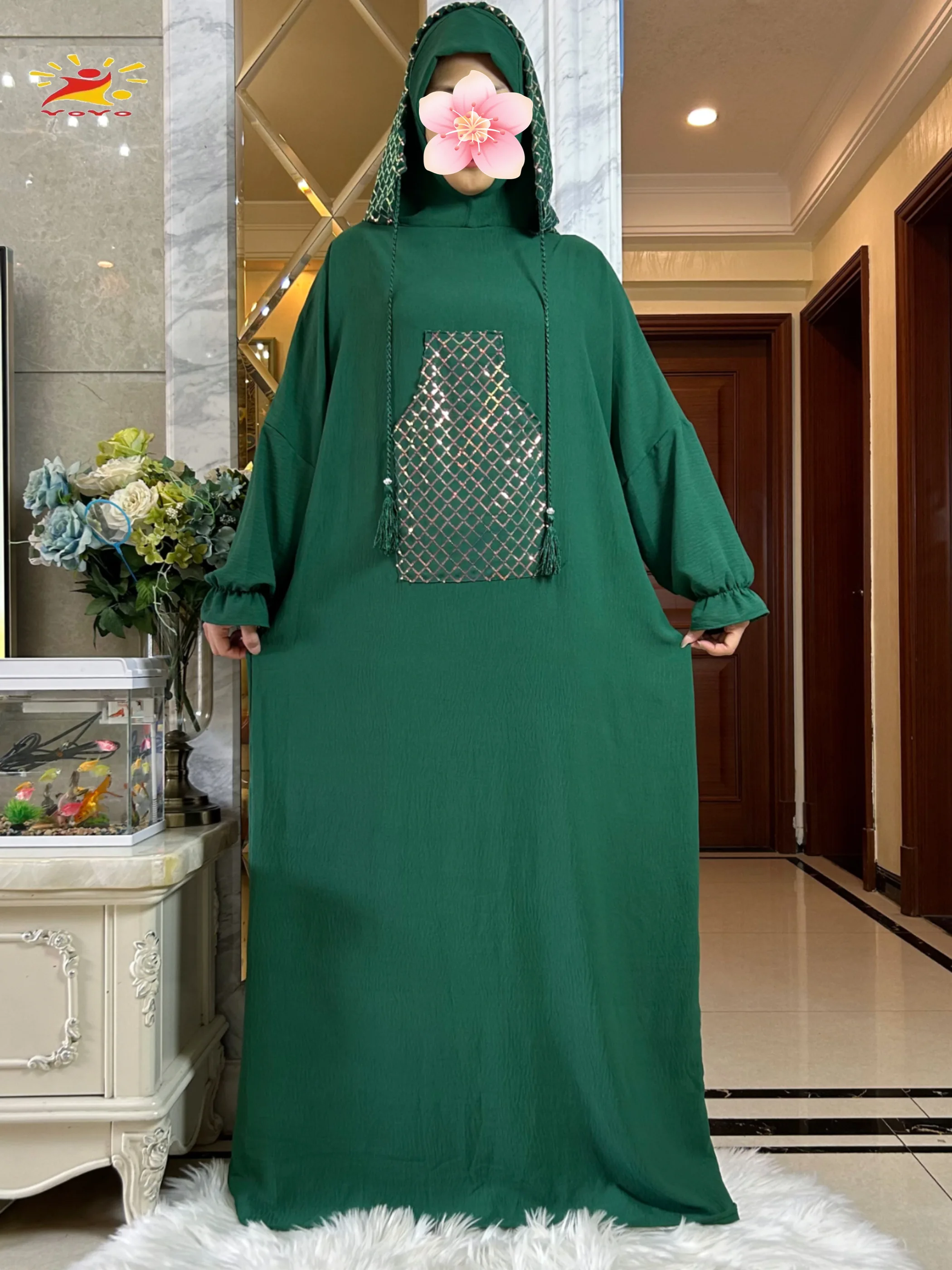 New Ramadan Ice Silk FabricTwo Cap Abaya Sequin Embroidery Pocket Prayer Garment Clothing Dubai Islamic Maxi Muslim Women Dress
New Ramadan Ice Silk FabricTwo Cap Abaya Sequin Embroidery Pocket Prayer Garment Clothing Dubai Islamic Maxi Muslim Women Dress
