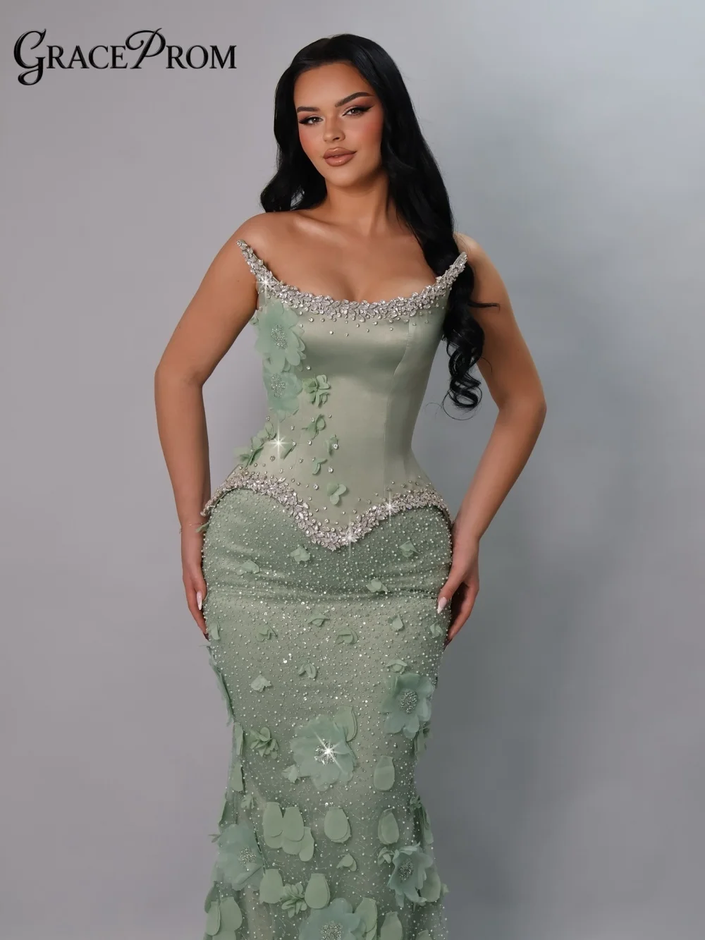 Sage Green Off The Shoulder Mermaid Evening Gown 3D Floral Beaded Satin Party Dress For Wedding Guests فساتين سهرة Formal Dress
Sage Green Off The Shoulder Mermaid Evening Gown 3D Floral Beaded Satin Party Dress For Wedding Guests فساتين سهرة Formal Dress