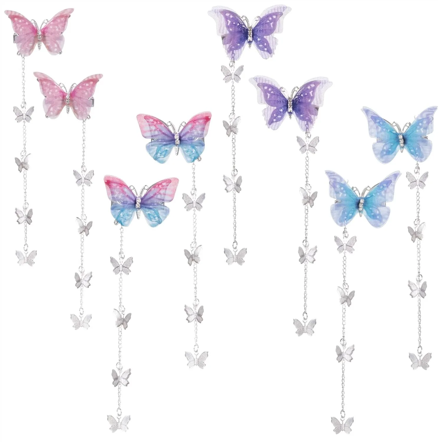 8pcs Butterfly Hair Tassel Clips Cute Alligator Barrettes Hairpin Accessories for Women Girl Blue Purple Pink
8pcs Butterfly Hair Tassel Clips Cute Alligator Barrettes Hairpin Accessories for Women Girl Blue Purple Pink