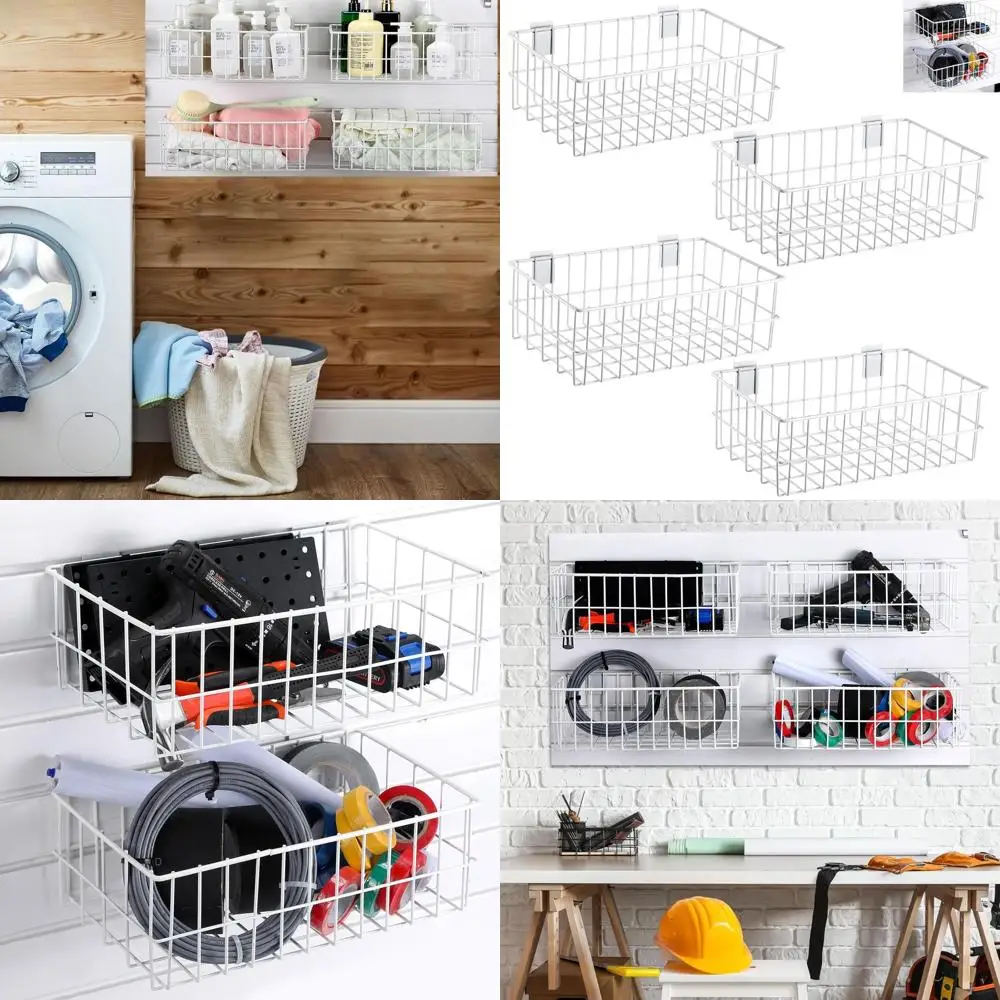 Набор из 4 металлических корзин для стеллажей и полок, подвесные корзины для хранения или аксессуары для крепления на ПВХ-панели для гаража
Набор из 4 металлических корзин для стеллажей и полок, подвесные корзины для хранения или аксессуары для крепления на ПВХ-панели для гаража