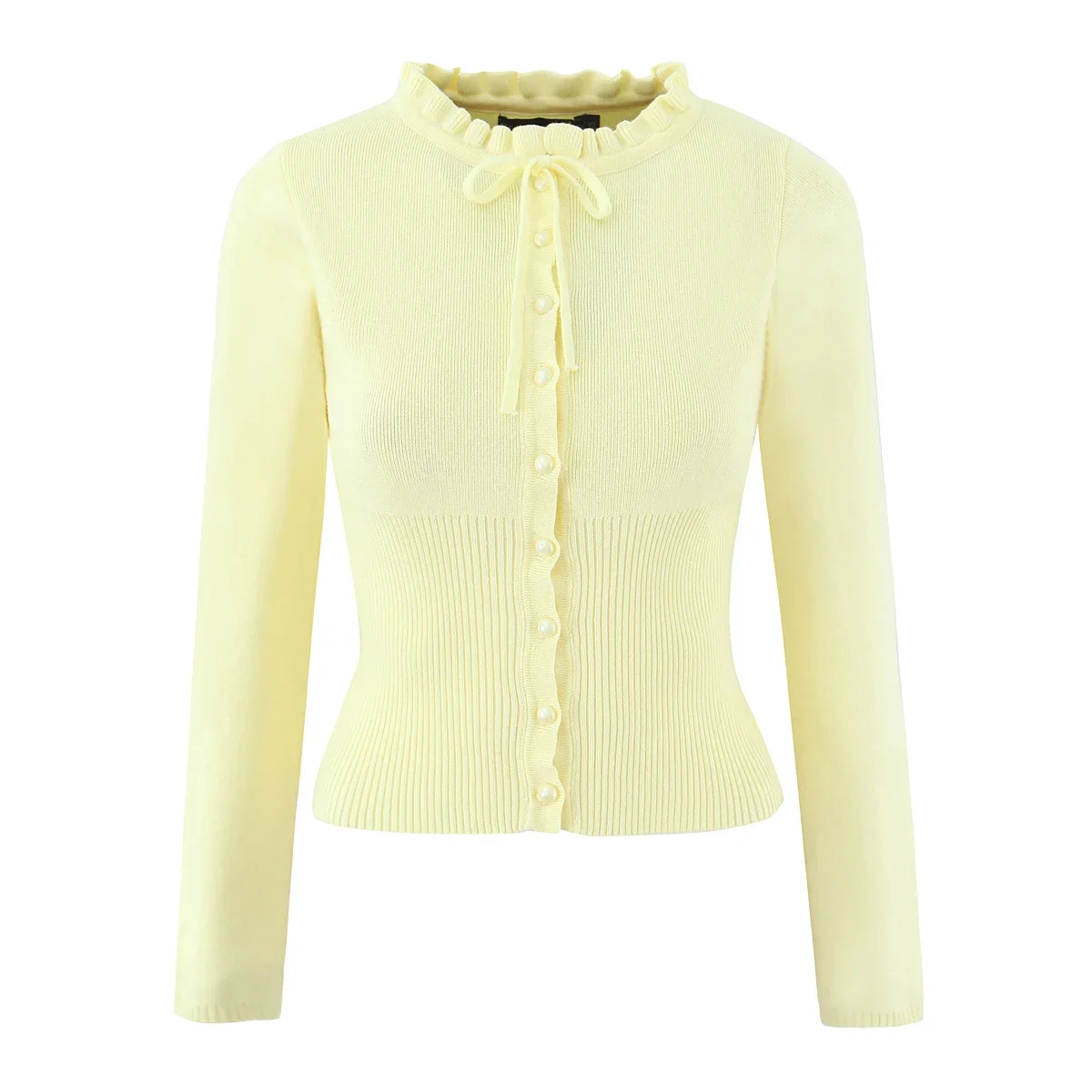 2025 Autumn Lacing up Bow wood ears O neck Open Buttons Through Crop Pointelle Knitted Cardigan Sweater Woman Jumper Knitwear
2025 Autumn Lacing up Bow wood ears O neck Open Buttons Through Crop Pointelle Knitted Cardigan Sweater Woman Jumper Knitwear