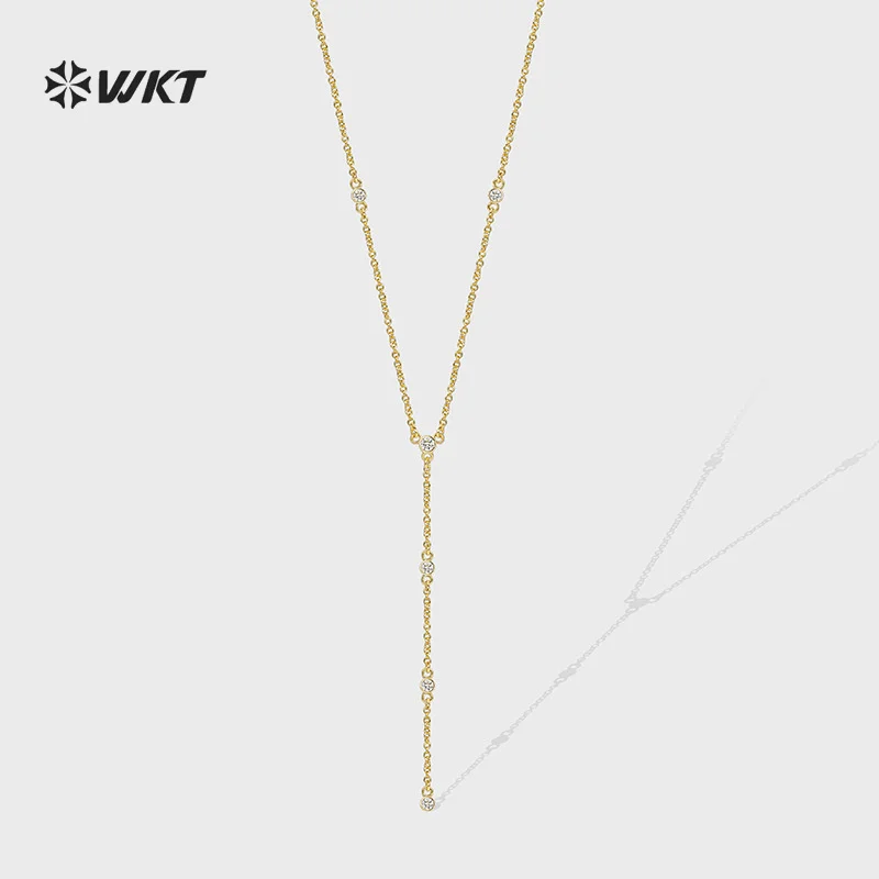 WT-MN1002 High Quality Romantic Style Gold Plated Long Necklace With Zircon Elegant Jewelry For Ladies Valentine's Day Gift
WT-MN1002 High Quality Romantic Style Gold Plated Long Necklace With Zircon Elegant Jewelry For Ladies Valentine's Day Gift