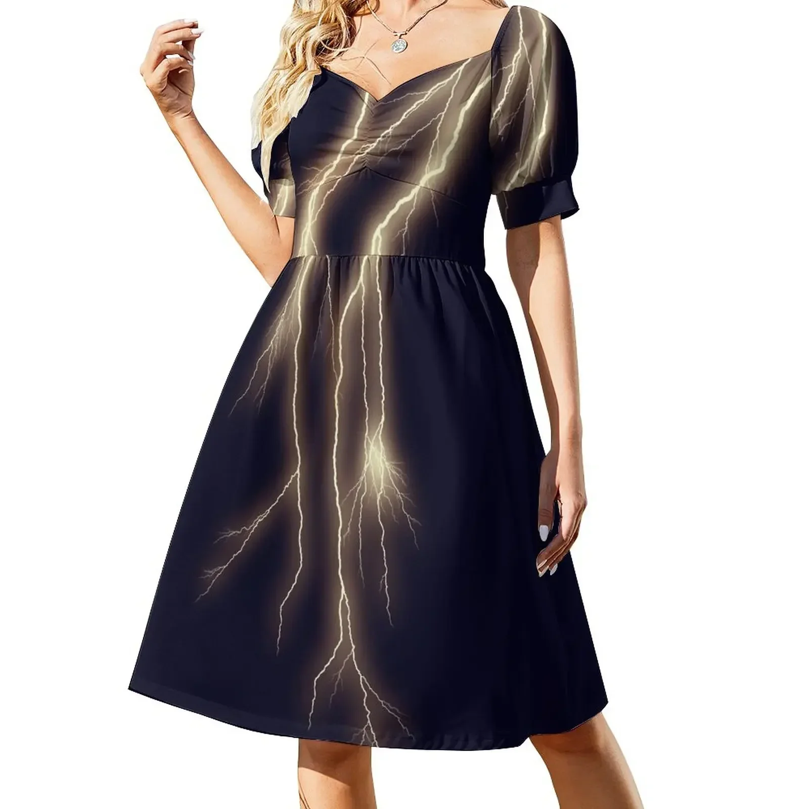 Lightning Bolt on Indigo Short-Sleeved Dress cute dress Elegant gowns dresses for womens
Lightning Bolt on Indigo Short-Sleeved Dress cute dress Elegant gowns dresses for womens
