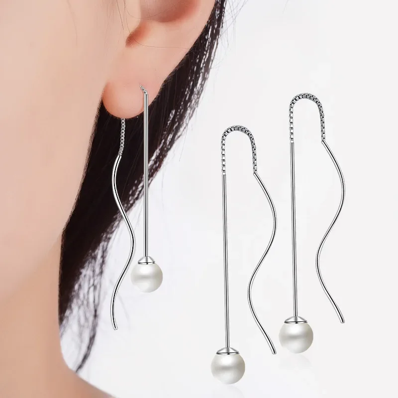 High Quality OL Line Font 925 Sterling Silver Long Tassel Pearl Dangle Earrings for Women Wave Rotation Round Statement Jewelry
High Quality OL Line Font 925 Sterling Silver Long Tassel Pearl Dangle Earrings for Women Wave Rotation Round Statement Jewelry