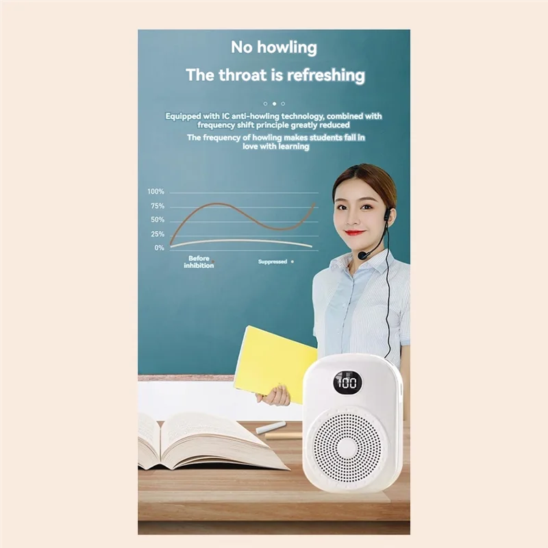 Wireless Voice Amplifier Multifunctional Portable Personal Voice Speaker With Microphone Display For Teachers Speech-AU47
Wireless Voice Amplifier Multifunctional Portable Personal Voice Speaker With Microphone Display For Teachers Speech-AU47