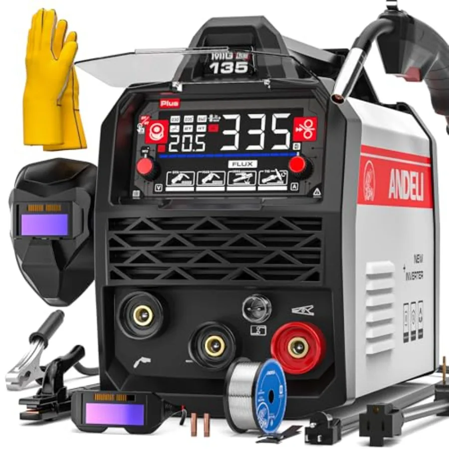 MIG welder for home garage use aluminum alloy body black color 4-in-1 pulse functionality with synergy control and large LED di
MIG welder for home garage use aluminum alloy body black color 4-in-1 pulse functionality with synergy control and large LED di