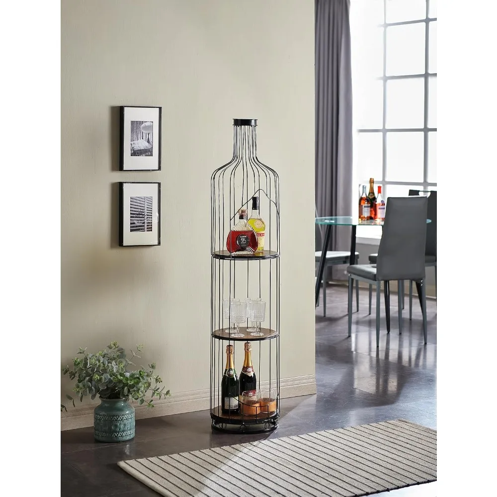 Tall Wine Bottle Shaped Stand with Shelf, Freestanding Floor Wine Rack Holder, Liquor Bar Shelves Storage Organizer
Tall Wine Bottle Shaped Stand with Shelf, Freestanding Floor Wine Rack Holder, Liquor Bar Shelves Storage Organizer