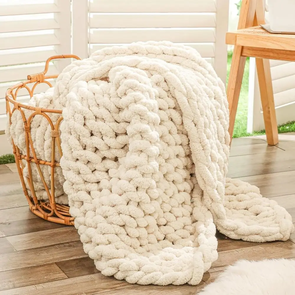 Chunky Knit Throw Blanket or Couch, 40x60 inches, 100% Hand Knitted with Thick Jumbo Chenille Yarn, Cozy Sot Large Rope Knot Cab
Chunky Knit Throw Blanket or Couch, 40x60 inches, 100% Hand Knitted with Thick Jumbo Chenille Yarn, Cozy Sot Large Rope Knot Cab