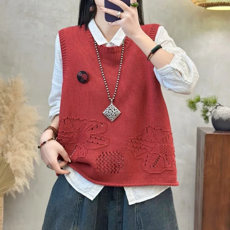Spring New Cotton Knitted Women's Vest Vest for Women Three-dimensional Round Neck Pullover Hook Floral Horse Clip
Spring New Cotton Knitted Women's Vest Vest for Women Three-dimensional Round Neck Pullover Hook Floral Horse Clip