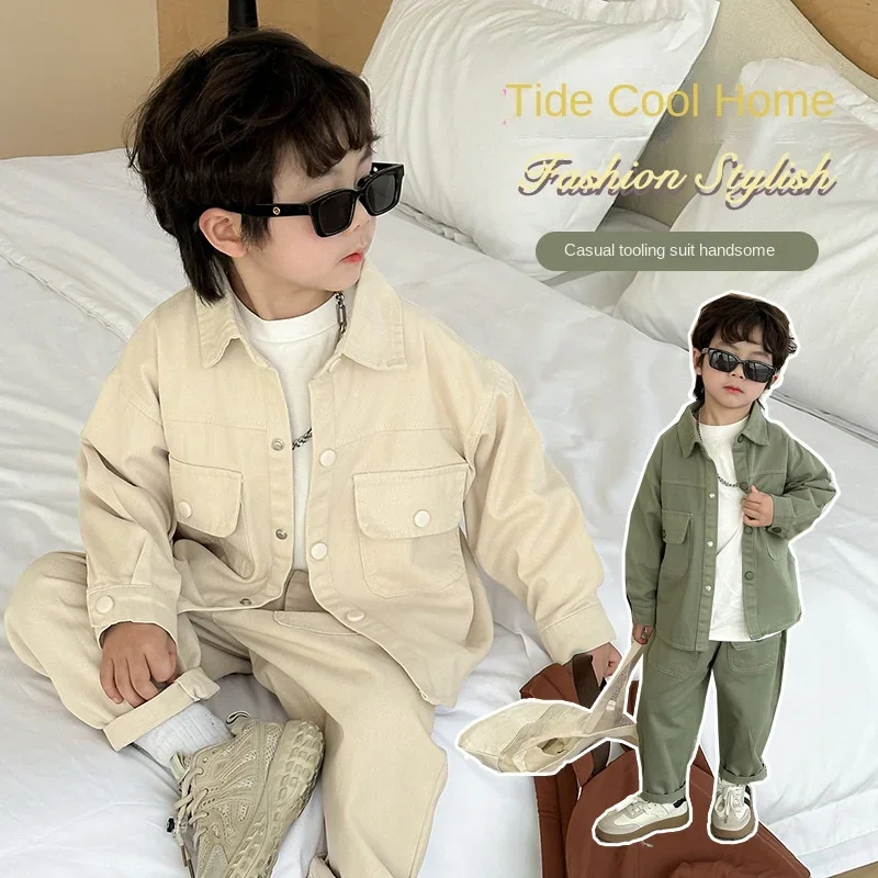 Boy's suit 2024 spring and autumn new fashion shirt pants sports leisure tooling children's coat
Boy's suit 2024 spring and autumn new fashion shirt pants sports leisure tooling children's coat